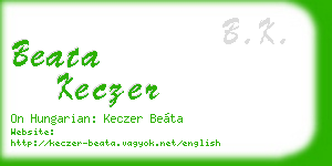 beata keczer business card